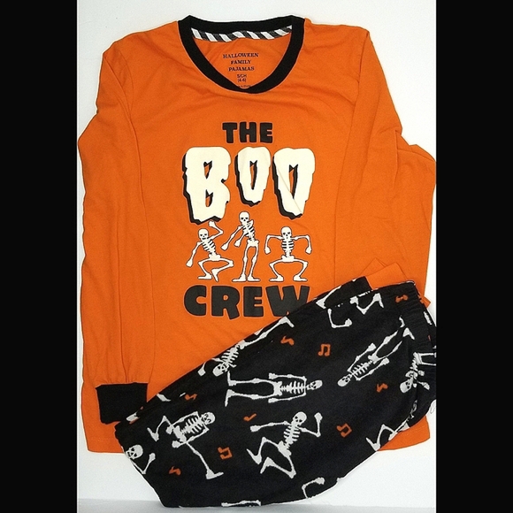 Halloween Family Pajamas "The Boo Crew" Skeleton Print Fleece PJ Set- Size Small - Picture 2 of 11